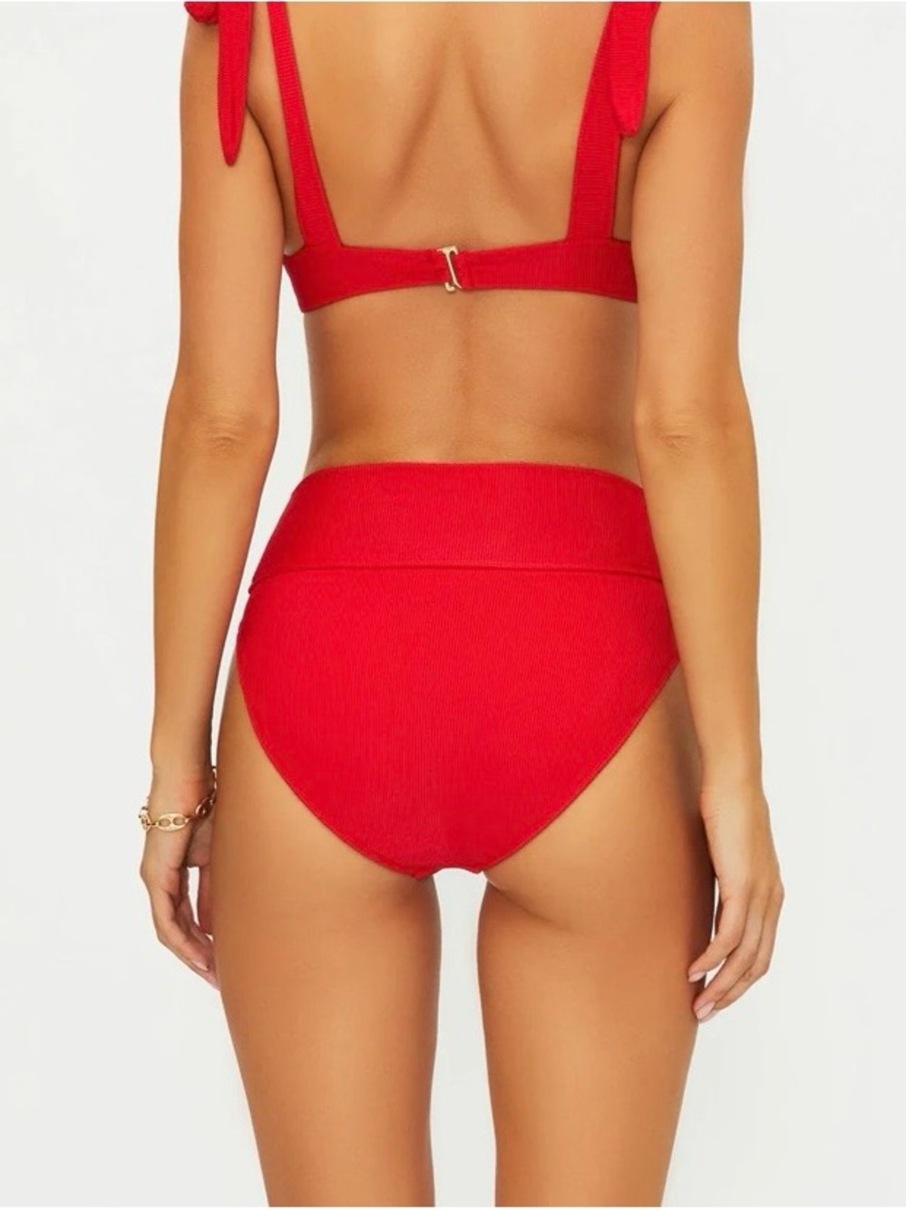 Beach Riot Red Ribbed High Waist Bikini Bottom - Picture 2 of 10